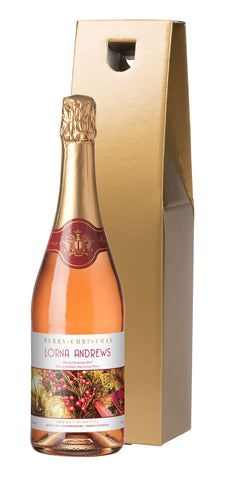 Christmas Decorations Sparkling Rosé Wine in a Gold Gift Box