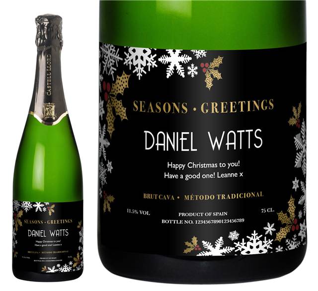 Christmas Snowflakes Personalised Cava