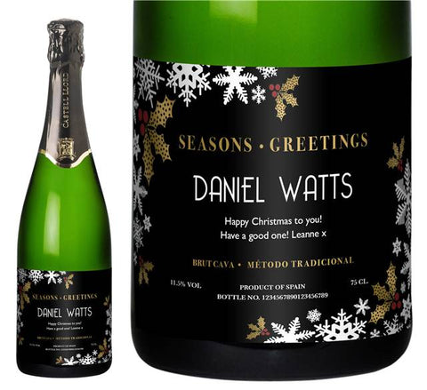 Christmas Snowflakes Personalised Cava
