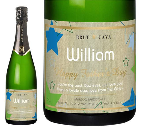 Father's Day Stars Personalised Cava