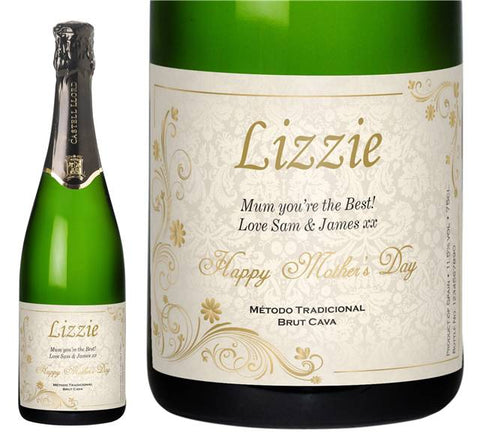 Mother's Day Golden Flowers Personalised Cava