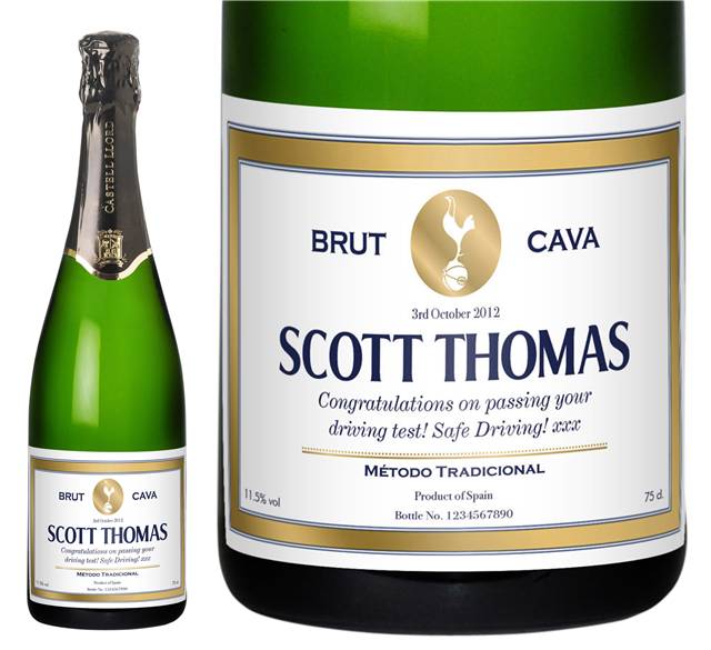 Spurs Gold Frame Personalised Cava