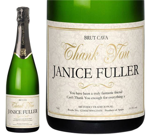 Thank You Floral Personalised Cava