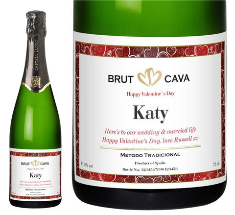 Valentine's Day Personalised Cava