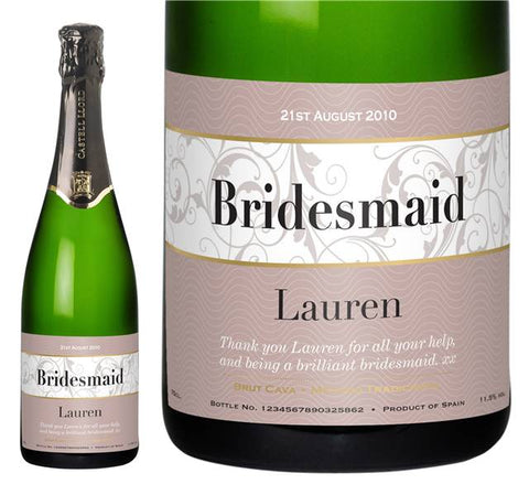 Wedding Swirls Personalised Cava