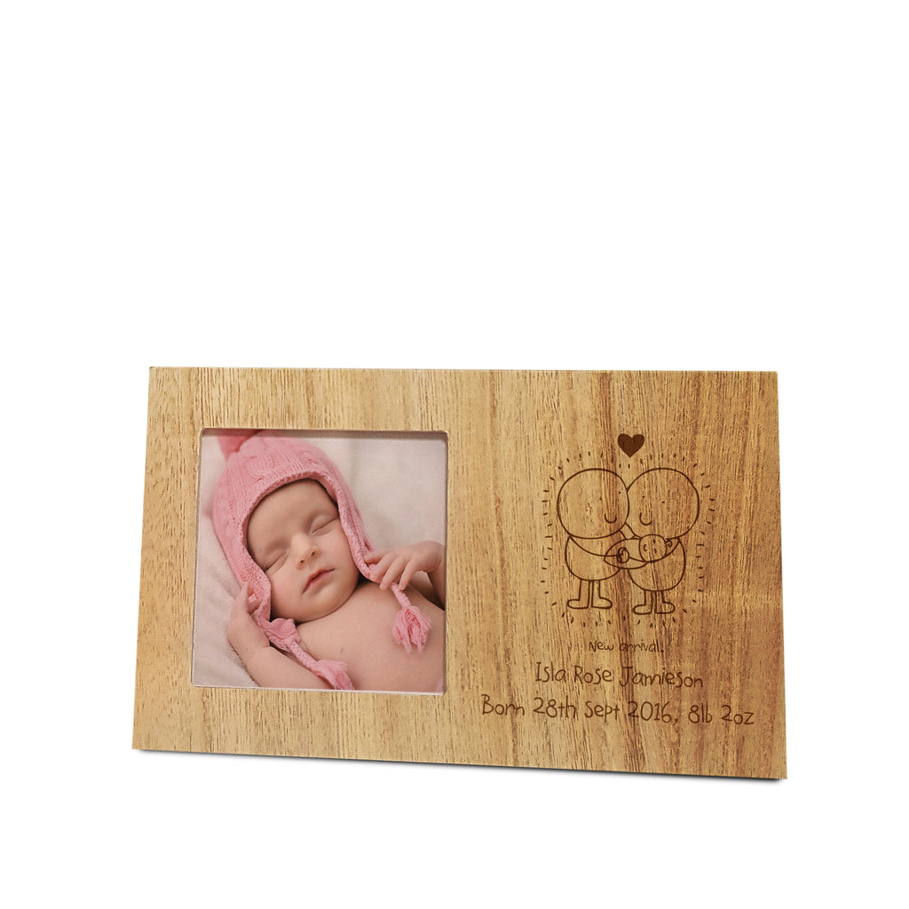 Chilli and Bubbles New Baby wooden panel photo frame