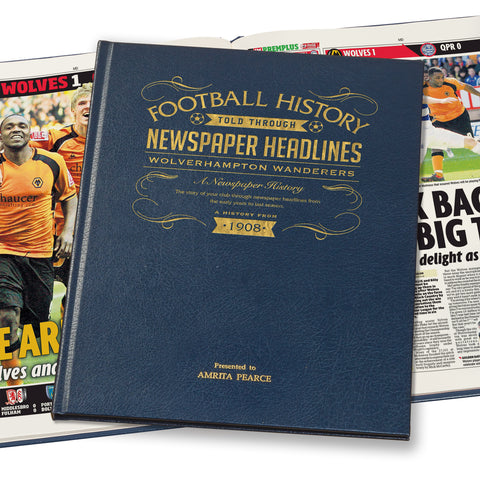 Wolves Newspaper Book - Leather Blue Cover