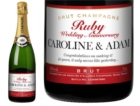 Ruby Anniversary Personalised Champagne