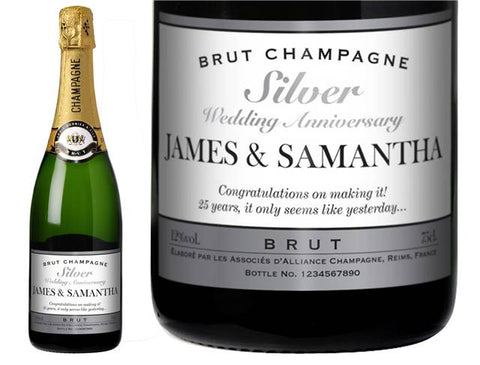 Silver Anniversary Personalised Champagne