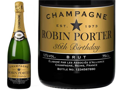 Birthday Black Personalised Champagne