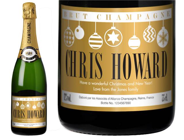 Christmas Baubles Personalised Champagne