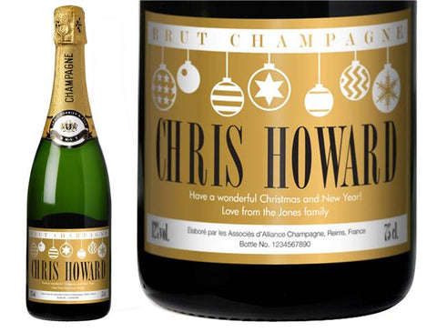 Christmas Baubles Personalised Champagne