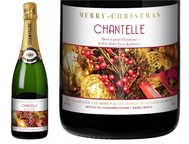 Christmas Decorations Personalised Champagne
