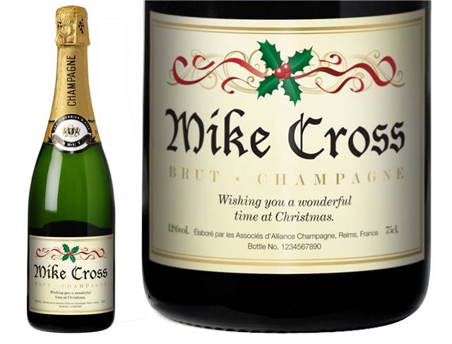 Christmas Holly Personalised Champagne