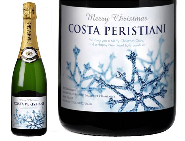 Winter Snow Personalised Champagne