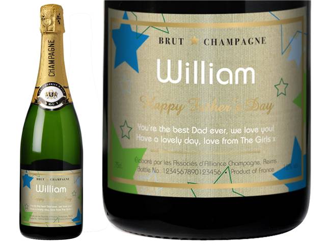 Father's Day Stars Personalised Champagne