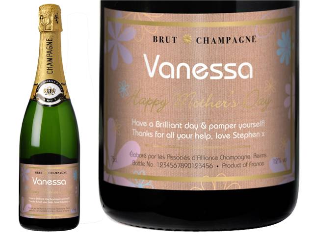 Mother's Day Flowers Personalised Champagne