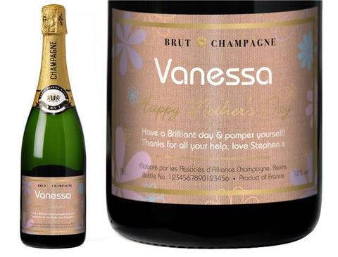 Mother's Day Flowers Personalised Champagne