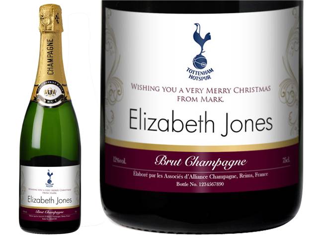 Spurs Gold Swirls Personalised Champagne