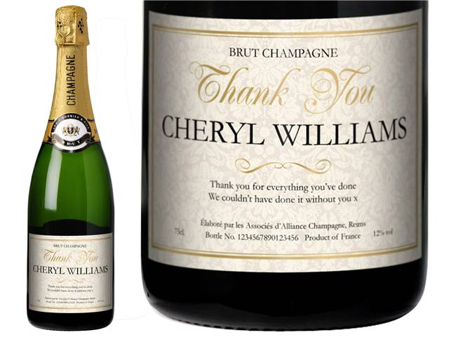 Thank You Floral Personalised Champagne