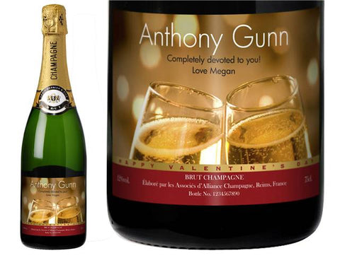 Valentine's Day Flutes Personalised Champagne