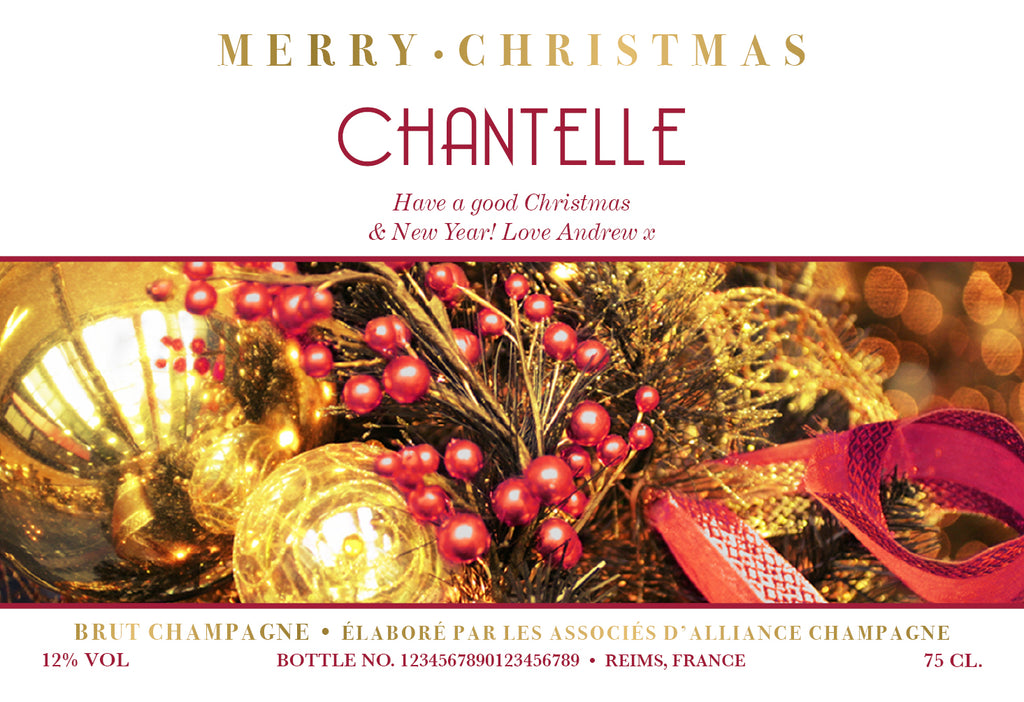 Christmas Decorations Labels for Champagne (Pack of 2)