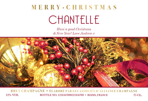 Christmas Decorations Labels for Champagne (Pack of 2)