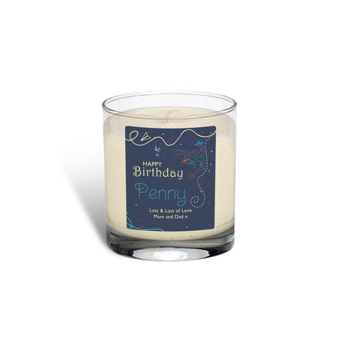 Personalised Happy Birthday Rose Scented Glass Candle for Her