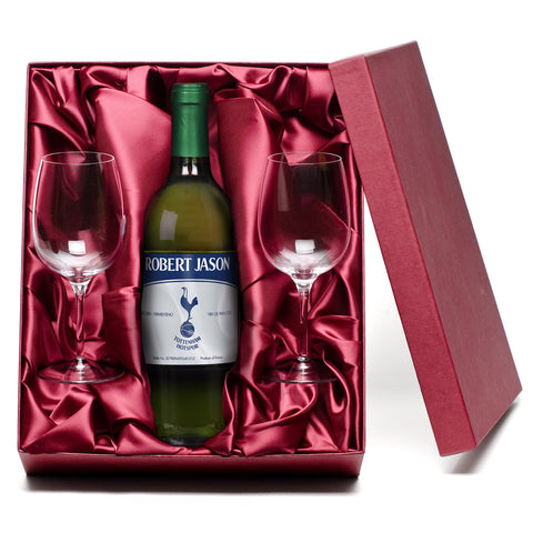 French AC Spurs Vintage White Wine with set of Wine Glasses