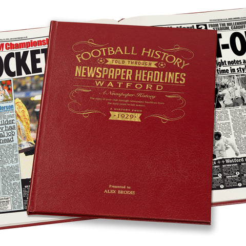 Watford Newspaper Book - Leather Red Cover