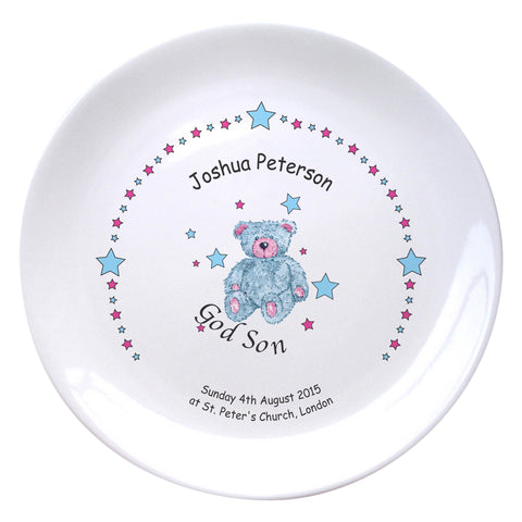 Teddy & Stars Blue Godson 8" Plate