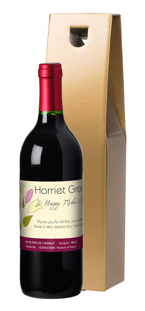 French AC Mother's Day Bouquet Red Wine in a Gold Box