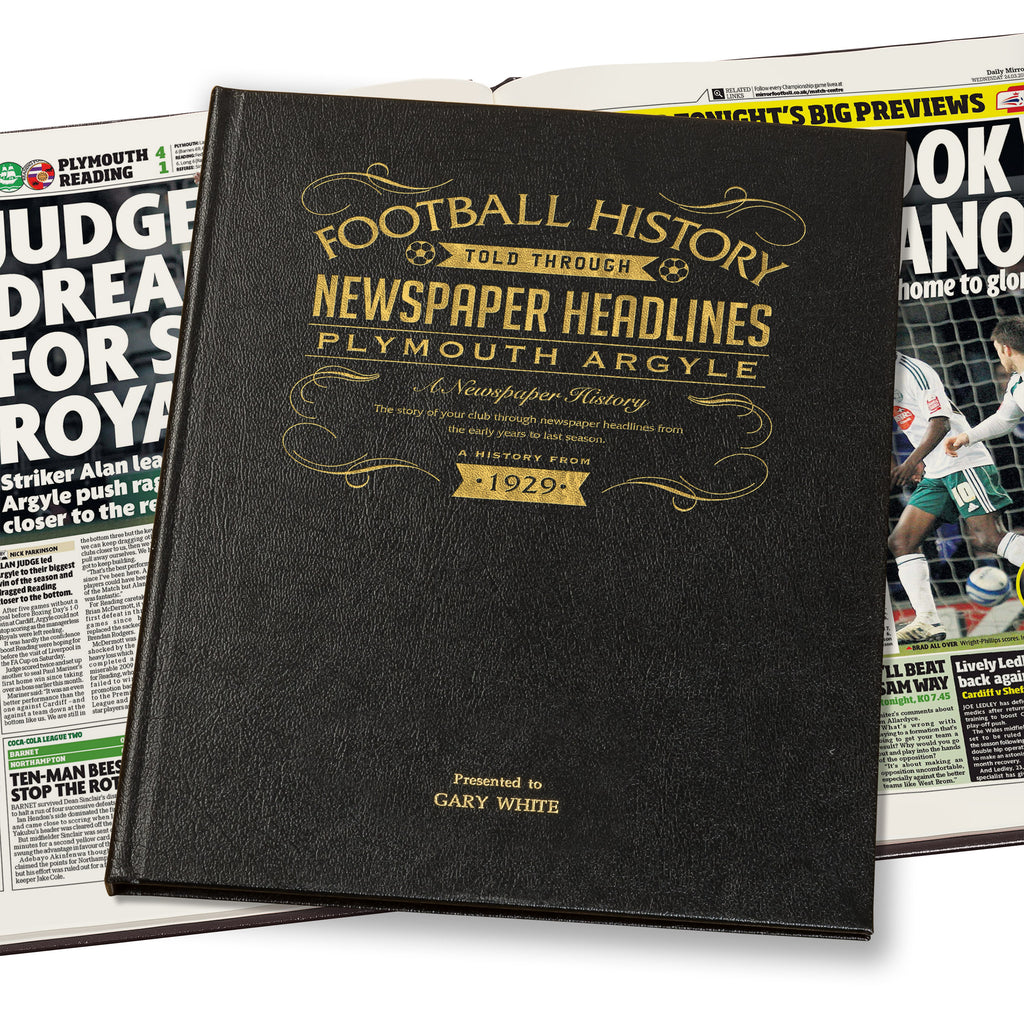 Plymouth Newspaper Book - Leather Black Cover