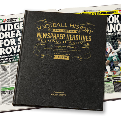 Plymouth Newspaper Book - Leather Black Cover
