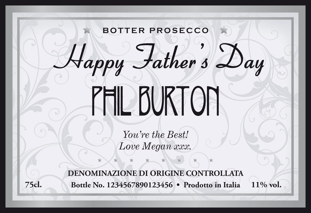 Elegant Father's Day Labels for Prosecco (Pack of 2)