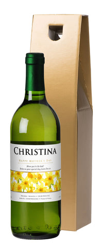 French VdP Mother's Day Daffodils White Wine in a Gold Box