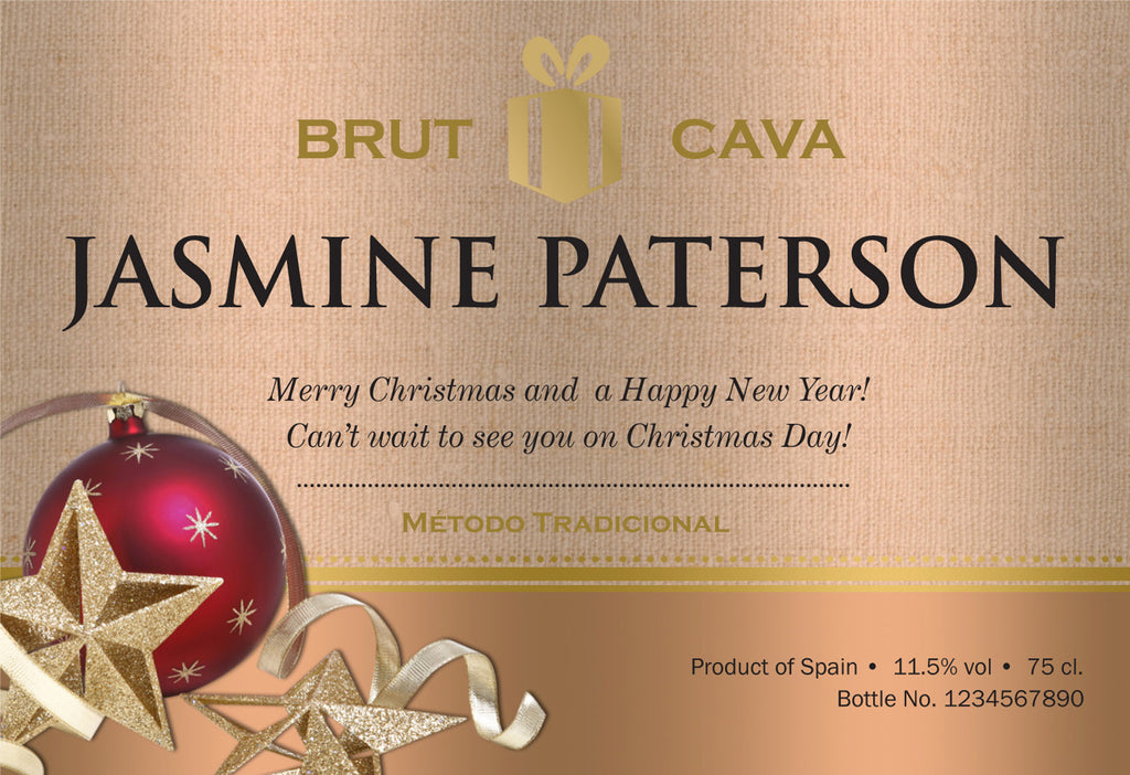 Christmas Baubles Labels for Cava (Pack of 12)