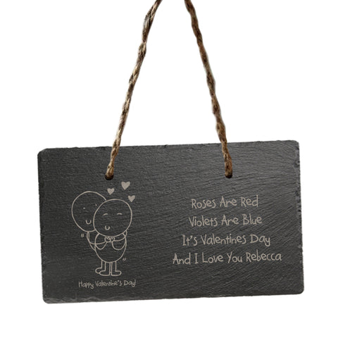 Chilli and Bubbles Valentine's Day  hanging slate sign