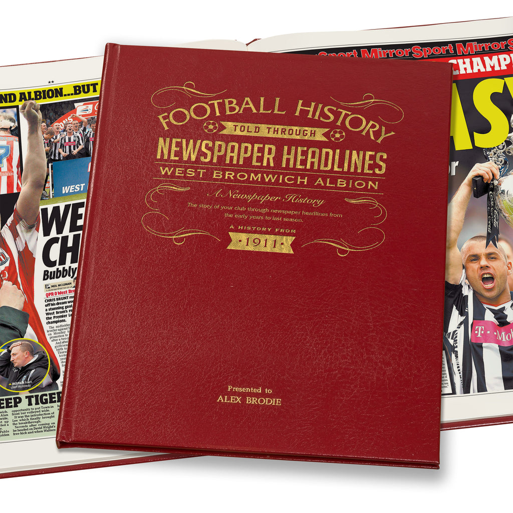 West Bromwich Albion Newspaper Book - Leather Red Cover