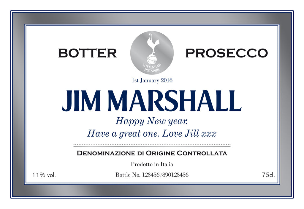 Spurs Silver Frame Labels for Prosecco (Pack of 2)
