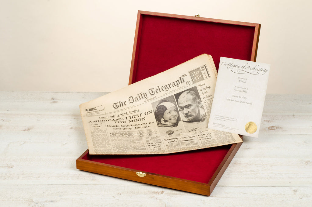 Original Newspaper in a Wooden Gift Box