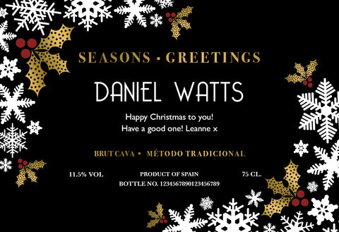 Christmas Snowflakes Labels for Cava (Pack of 12)