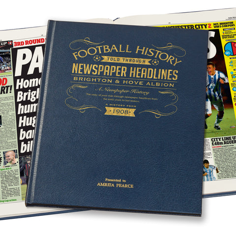 Brighton Football Newspaper Book - Leather Blue Cover