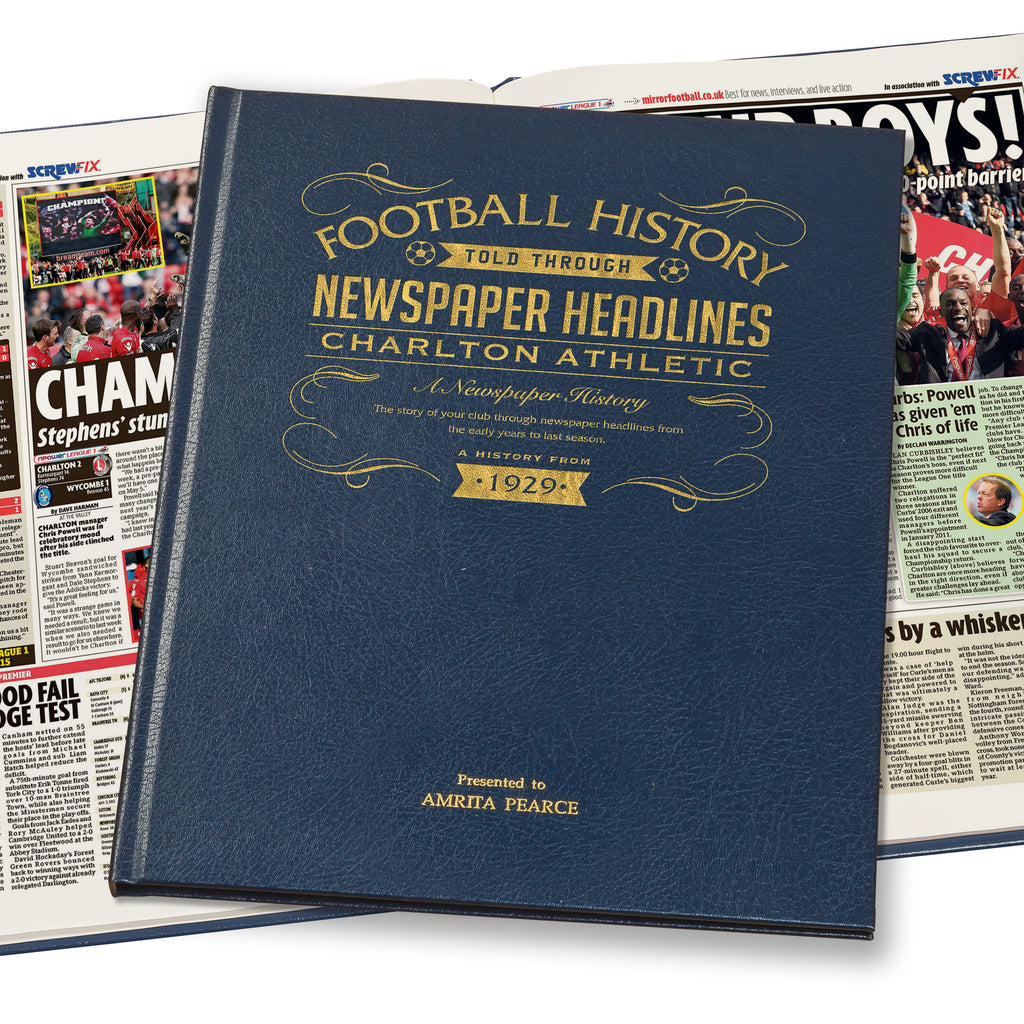 Charlton Football Newspaper Book - Leather Blue Cover