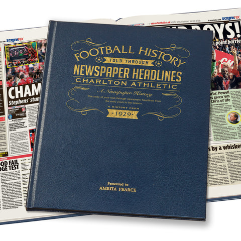 Charlton Football Newspaper Book - Leather Blue Cover