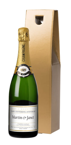 Wedding Anniversary Champagne in a Gold Gift box