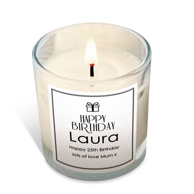 Personalised Happy Birthday Rose Scented Candle