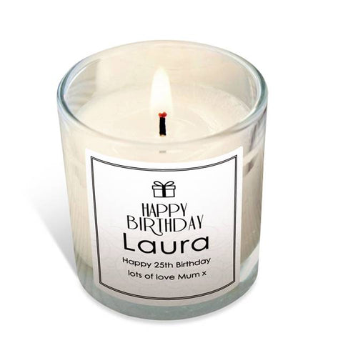 Personalised Happy Birthday Rose Scented Candle