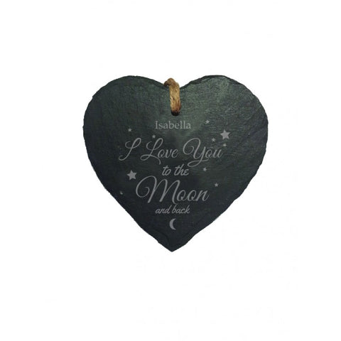 To The Moon & Back Hanging Heart Slate