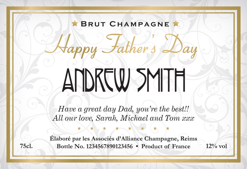 Elegant Father's Day Labels for Champagne (Pack of 2)